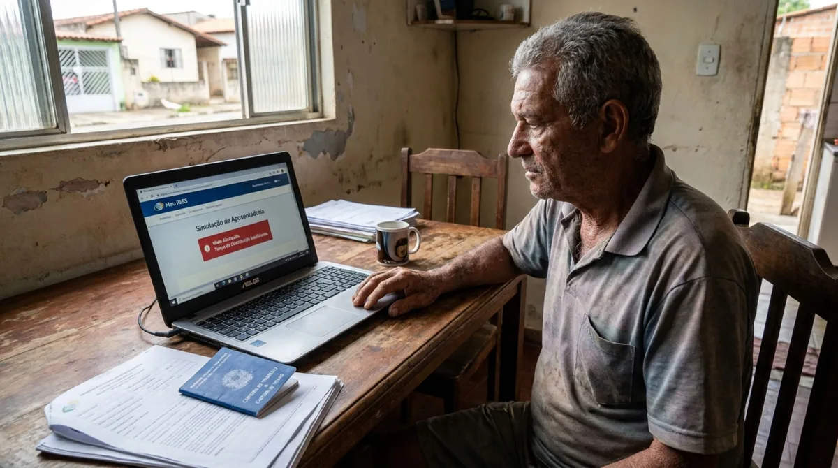 Homem completa a idade para se aposentar, faz a simulação no Meu INSS e descobre que ainda não possui o tempo mínimo de contribuição exigido