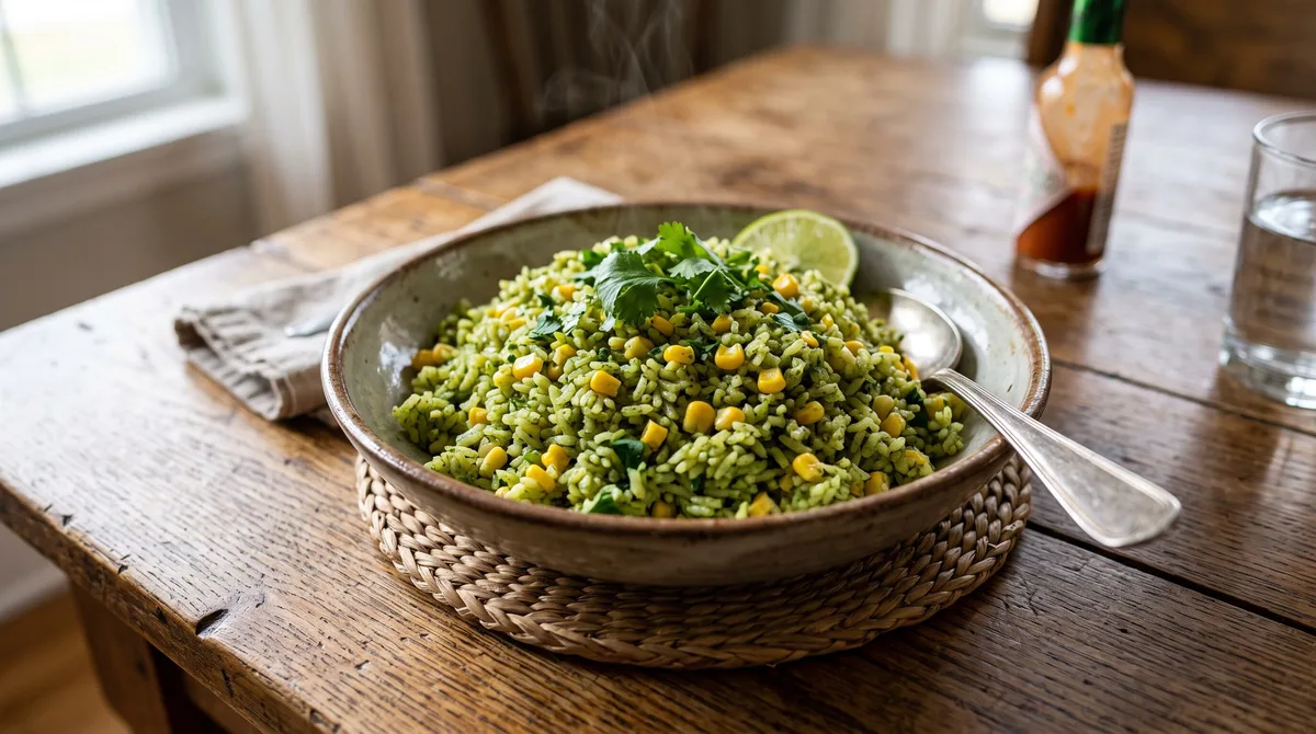 Receta de arroz verde con elotes en lata: fácil y rápido para acompañar tus guisados