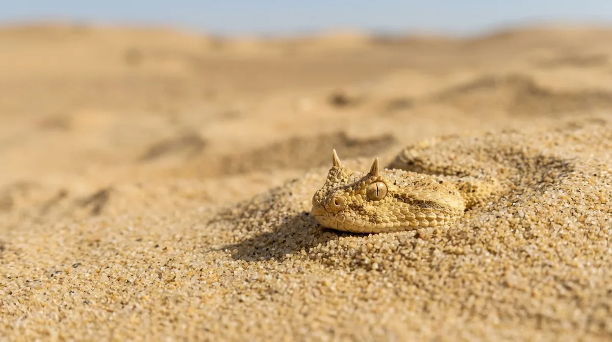 Vivendo sob a areia do deserto, este predador consegue detectar pequenos movimentos na superfície e sair praticamente de dentro do solo para atacar antes que a presa perceba onde ele estava escondido