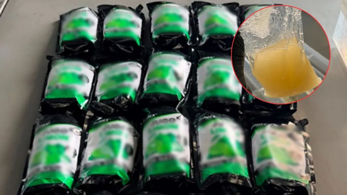 Narcos disfrazan metanfetamina líquida en empaques de jugo de limón y termina asegurada en el Aeropuerto de Toluca