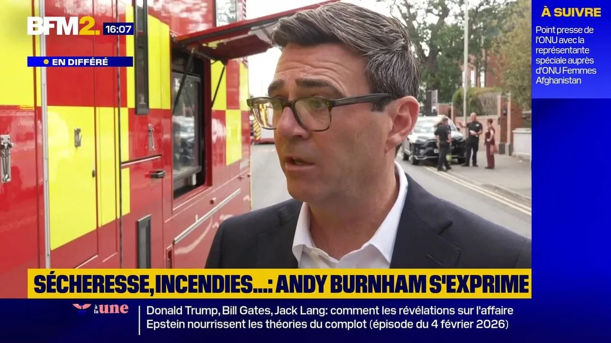 Feux et sécheresse au Royaume-Uni: "Nous devons faire face au changement climatique", déclare Andy Burnham