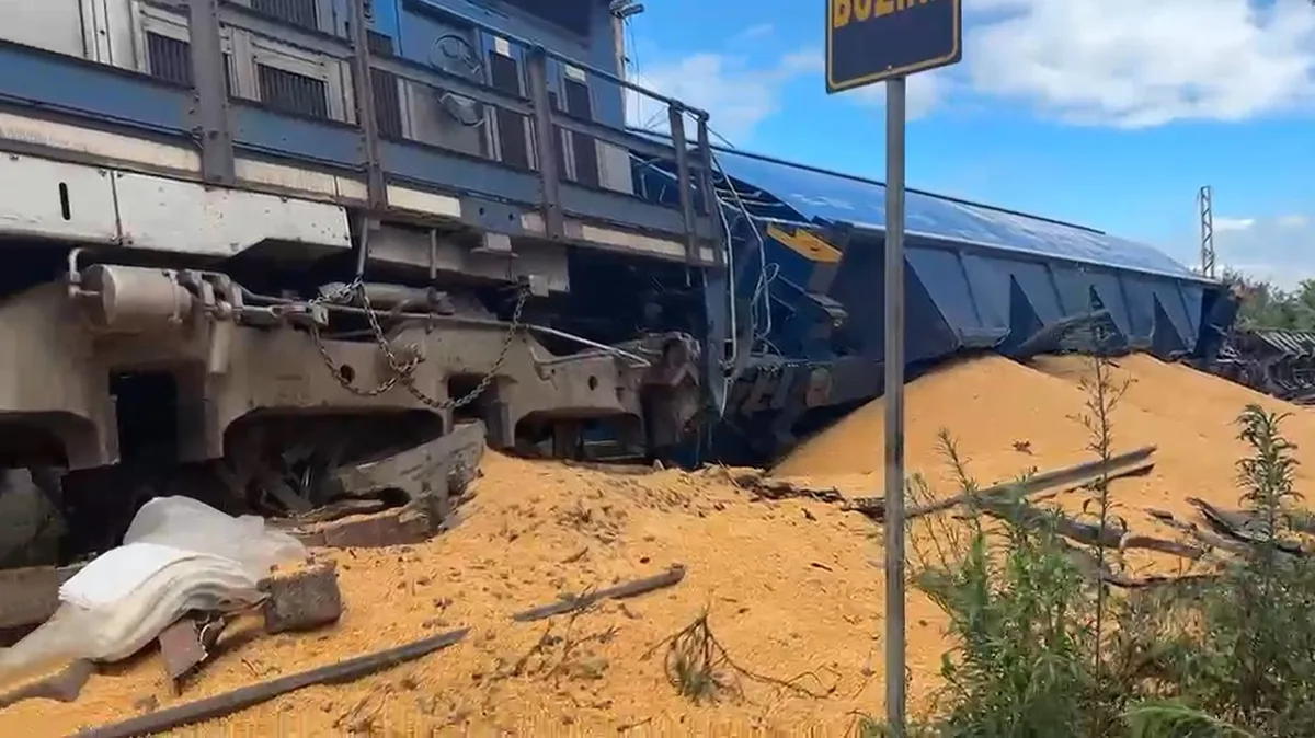 VÍDEO: Imagens de drone mostram trem carregado com grãos que descarrilhou em Limeira