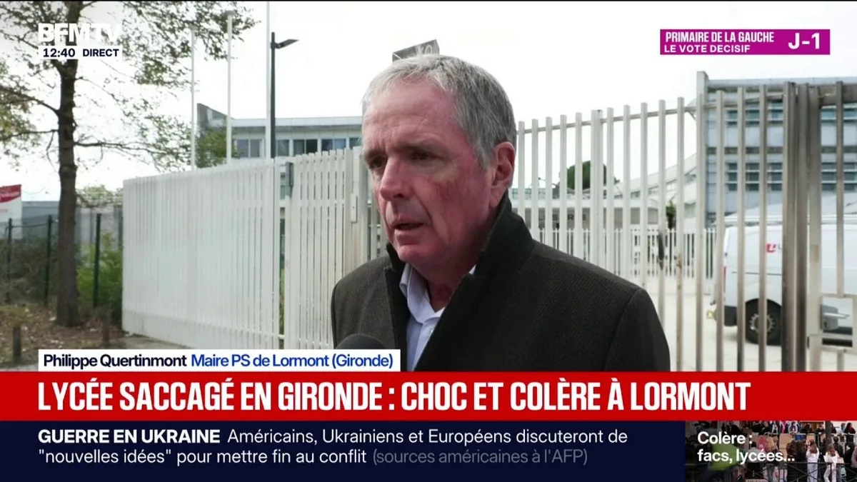 Lycée saccagé en Gironde: "Beaucoup de révolte et d'amertume", pour le maire de la commune