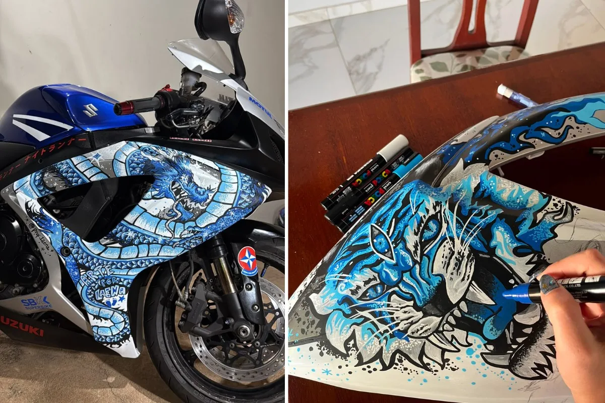 VÍDEO: artista customiza lataria de moto com canetinhas e trabalho viraliza na web