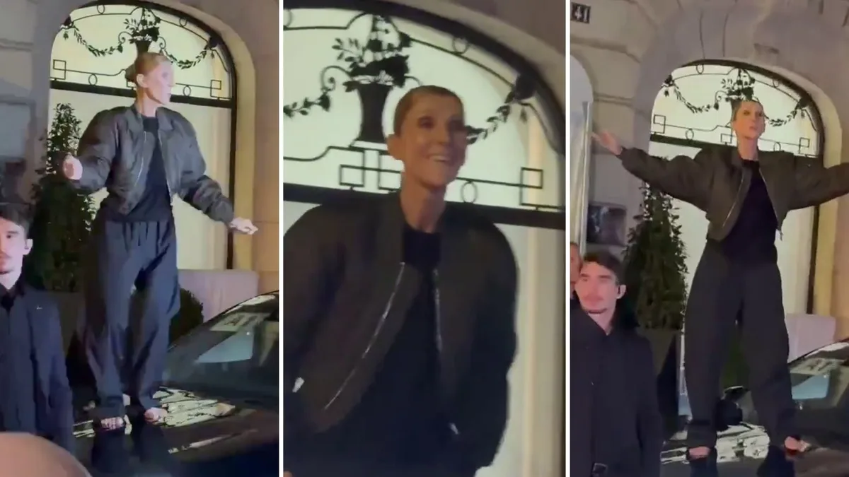 Bailó descalza y sobre el capó de un auto: el inesperado momento de Celine Dion frente a su hotel en París