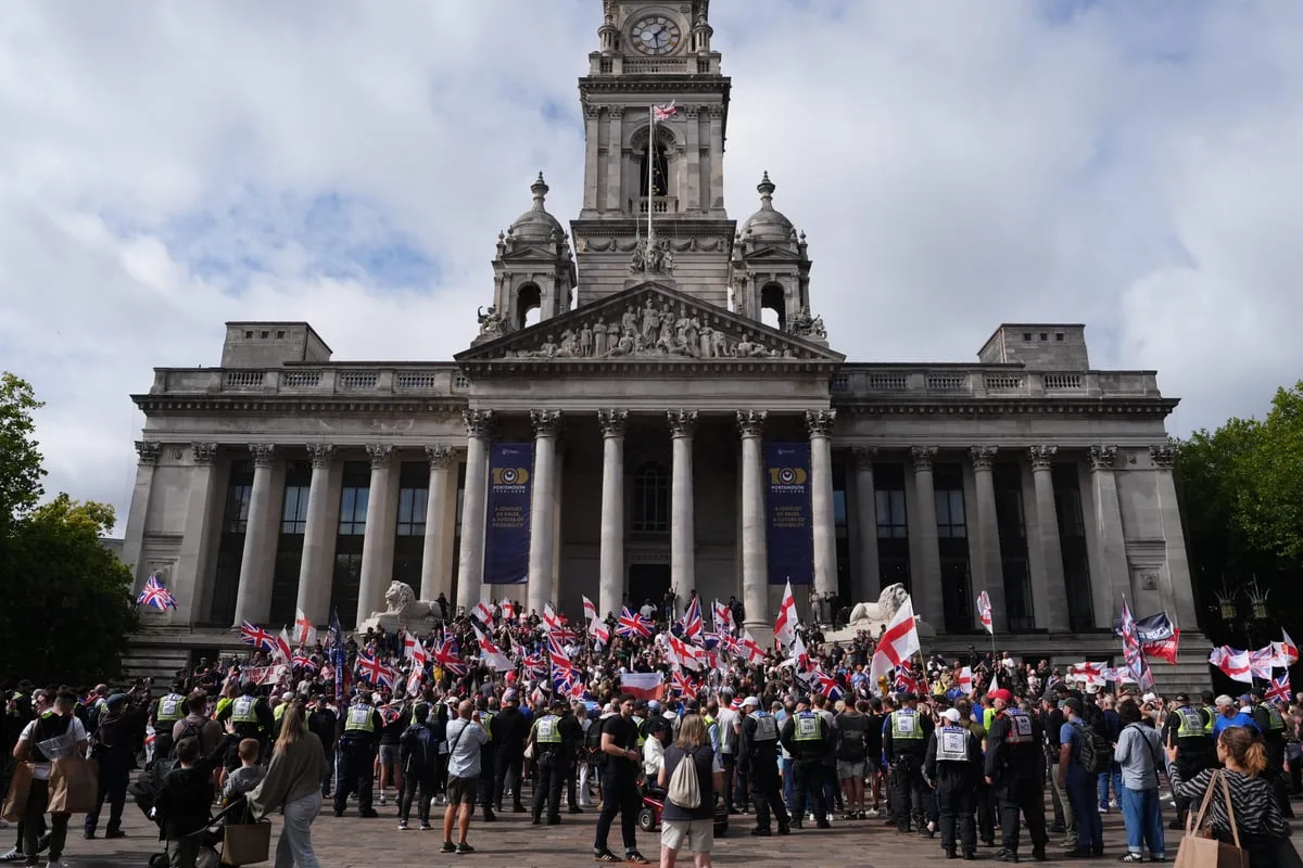 Man charged with concealing identity at anti-immigration protest in Portsmouth