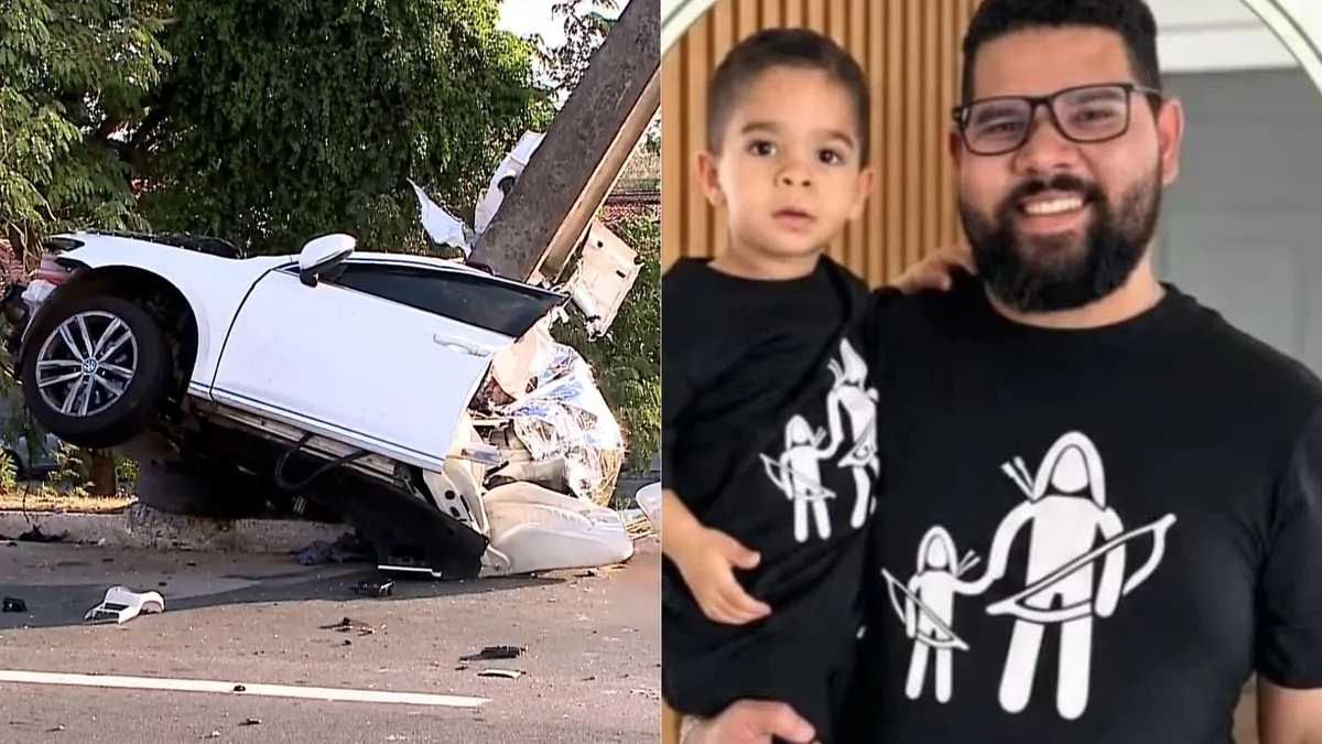 Motor é arremessado a 30 metros em acidente que matou pai e filho em São Luís; carro se partiu ao meio