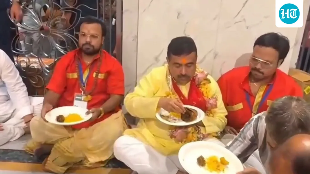 Bengal CM Suvendu Adhikari eats fish inside Kalighat temple: ‘People can eat whatever they want'