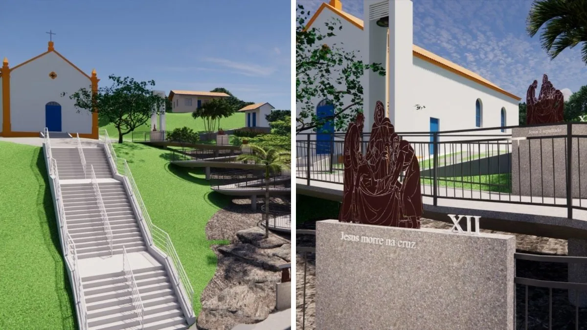 Capelinha histórica no alto de um morro em Balneário Camboriú terá rampa acessível de 370 m² com Via-Sacra: ‘caminho de fé’