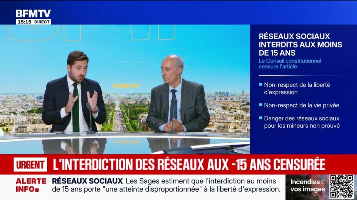 Le Conseil constitutionnel censure l'interdiction des réseaux sociaux aux moins de 15 ans car elle porte "une atteinte disproportionnée" à leur liberté d'expression