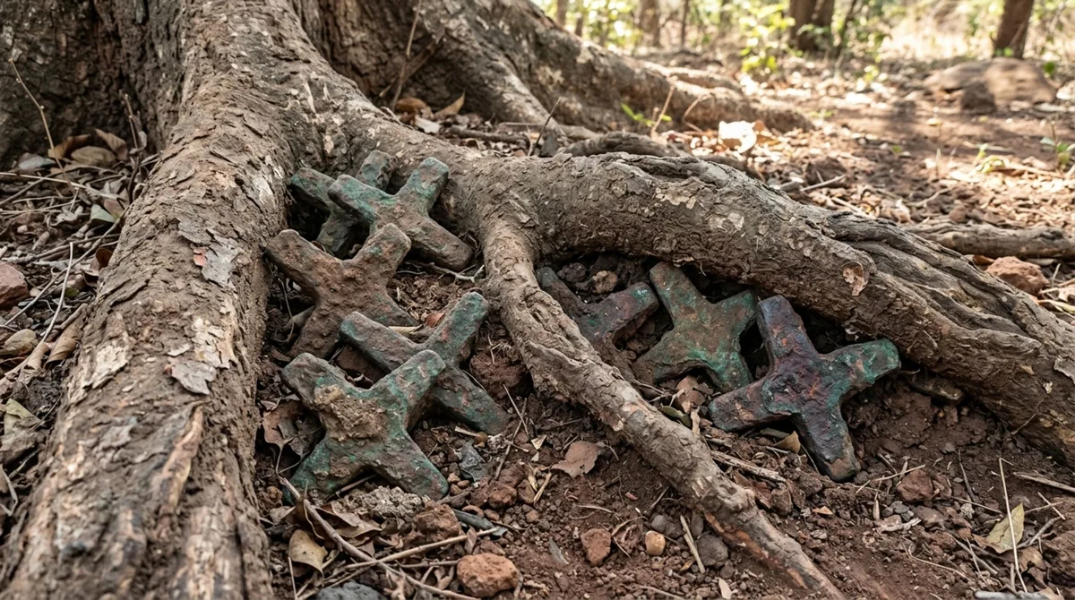 Cinco barras de cobre enterradas sob uma árvore no Malawi viajaram centenas de quilômetros antes de alguém escondê-las e nunca voltar para buscar o metal
