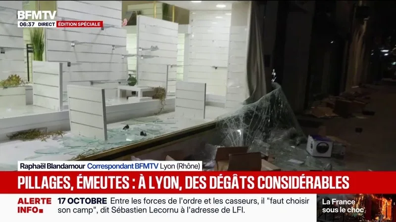 Les images des dégâts dans les rues de Lyon après les manifestations