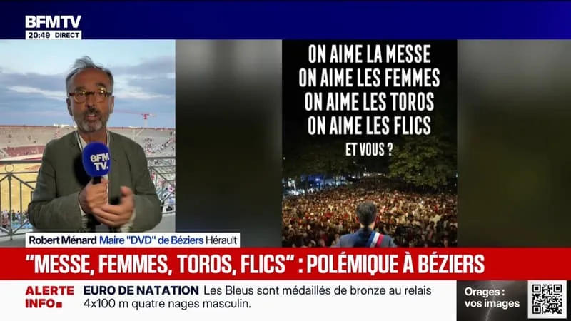 "On aime la messe, les femmes, les toros, les flics...": Robert Ménard, maire DVD de Béziers, revient sur la polémique autour des affiches placardées dans la ville