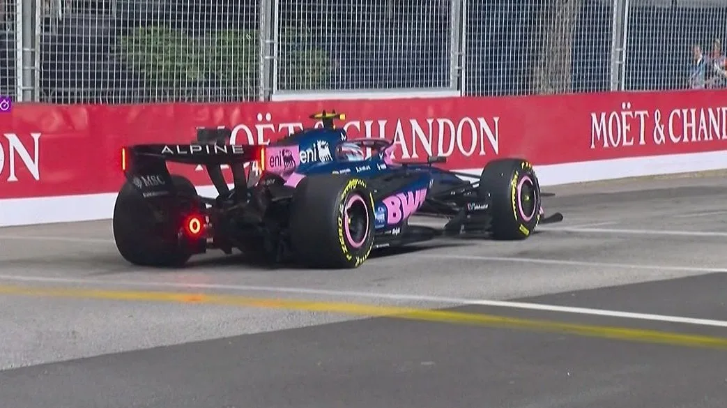 El momento del abandono de Franco Colapinto en el Gran Premio de Singapur de la Fórmula 1: cuál fue la falla que reportó Alpine