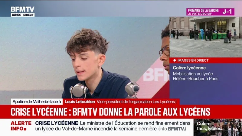 Louis Letoublon, vice-président de l'organisation Les Lycéens!: "On a des charges (des forces de l'ordre) qui sont faites alors qu'il n'y a pas de problème"