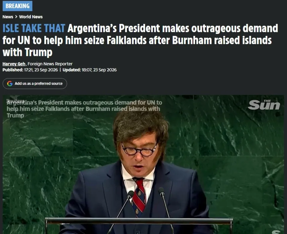 La reacción de los diarios británicos al discurso de Milei en la ONU: “Pedido indignante”
