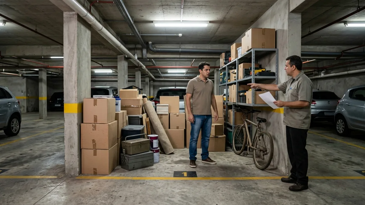 Morador transforma a vaga de garagem em depósito por 7 anos e ao instalar novas prateleiras recebe ordem para retirar tudo em 48 horas