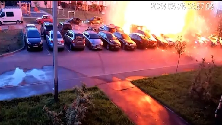 Video: Woman narrowly escapes blast during Russian drone attack on Kyiv