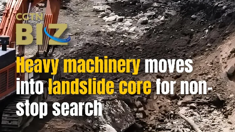 Heavy machinery moves into landslide core for non-stop search