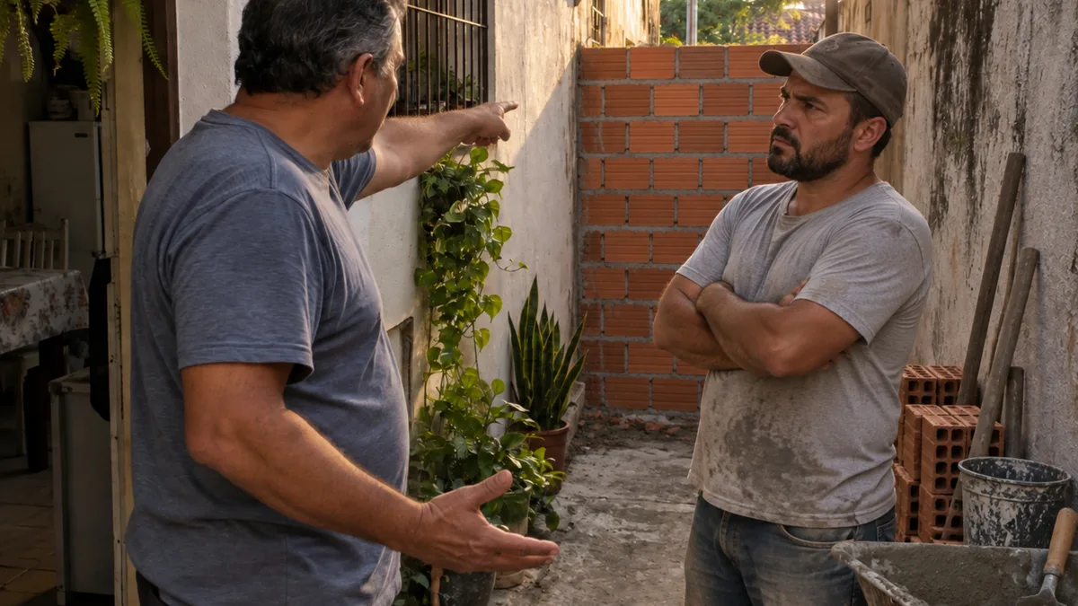 O novo proprietário fecha com tijolos uma passagem usada havia mais de 30 anos e quem mora nos fundos descobre de uma hora para outra que perdeu seu acesso mais curto à rua
