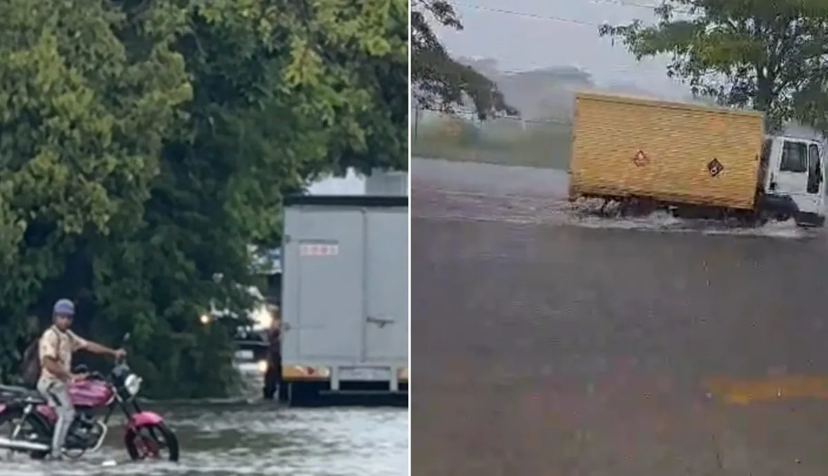 VIDEO: las fuertes lluvias anegaron avenidas y plazas en Maracay este jueves