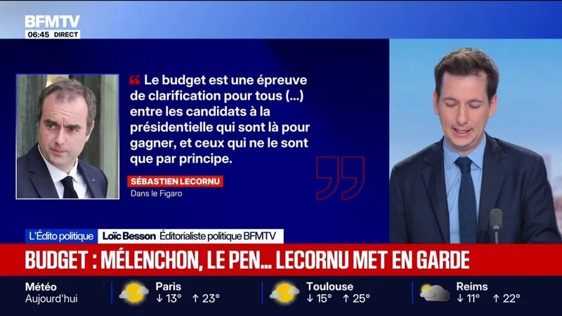 L'ÉDITO POLITIQUE - Budget: Sébastien Lecornu met en garde les partis
