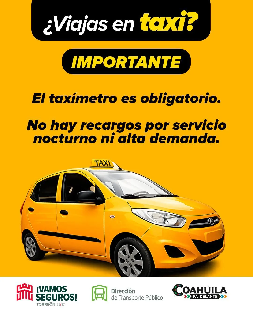 Inspecciona Municipio cobro justo y funcionamiento de taxímetro en el trasporte público de Torreón
