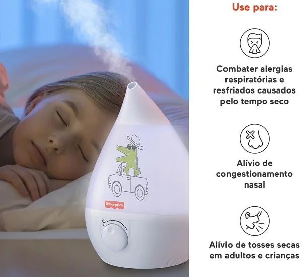 Para quem umidificador de ar é indicado? Modelo da Fisher Price com 40% de desconto chama atenção
