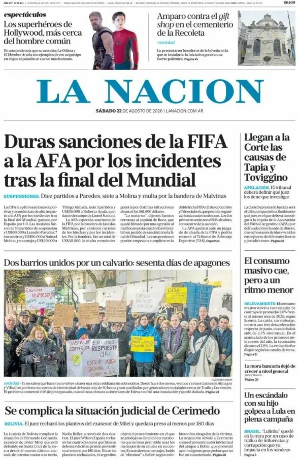 Portadas latinoamericanas de este sábado 22 de agosto de 2026