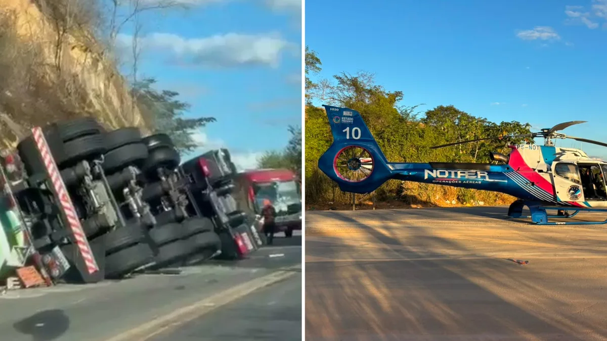 Carreta com ácido sulfúrico tomba e motorista sofre queimaduras em Colatina