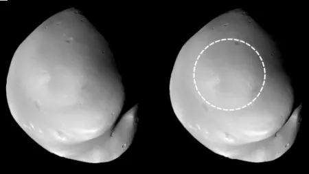 Marsmond Deimos wohl infolge einer Kollision so „glatt und jugendlich“