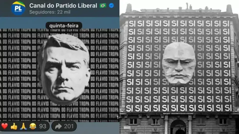“Coincidência”, diz PL sobre propaganda de Flávio Bolsonaro copiada de Mussolini