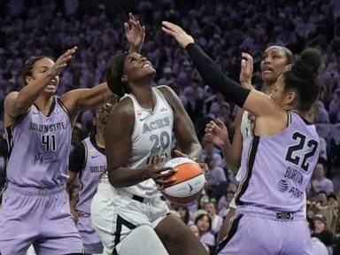Burton's 3-pointer with 41 seconds left helps send Valkyries past Aces 83-81 for 2-0 semifinals lead