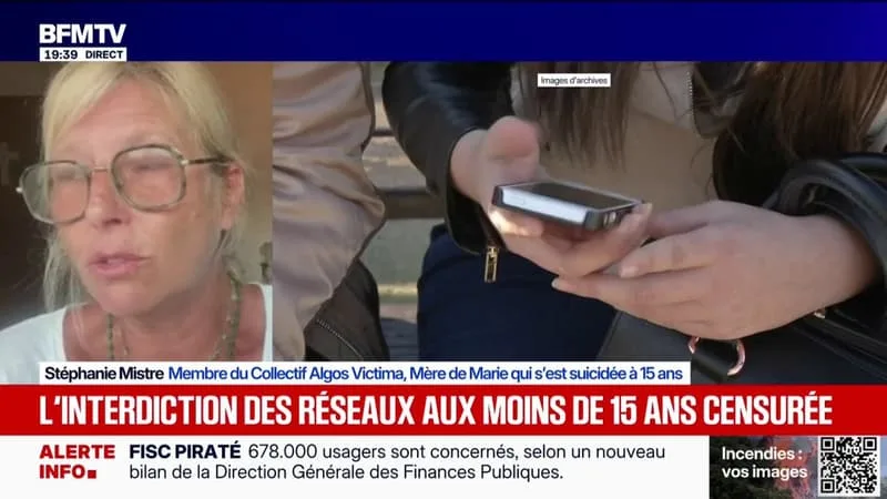 Censure de l'interdiction des réseaux sociaux aux moins de 15 ans: "Le but de cette loi était de protéger un maximum nos enfants", déplore Stéphanie Mistre, mère d'une enfant de 15 ans qui s'est suicidée