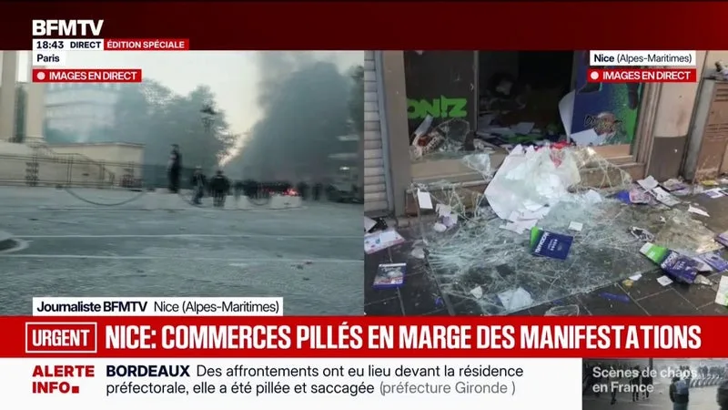 Mobilisations du 17 octobre: les images de commerces pillés en marge des manifestations à Nice