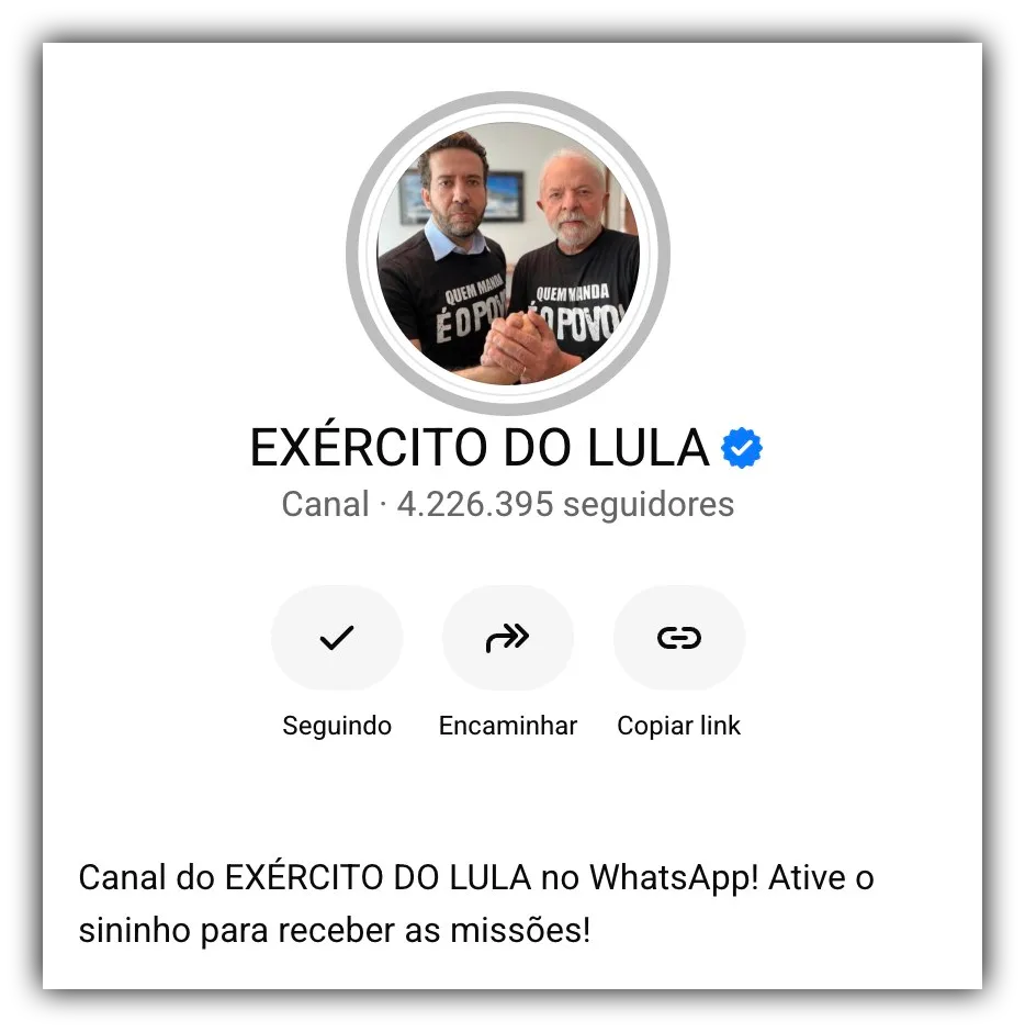 Canal “Exército do Lula” supera 4 milhões de seguidores no WhatsApp