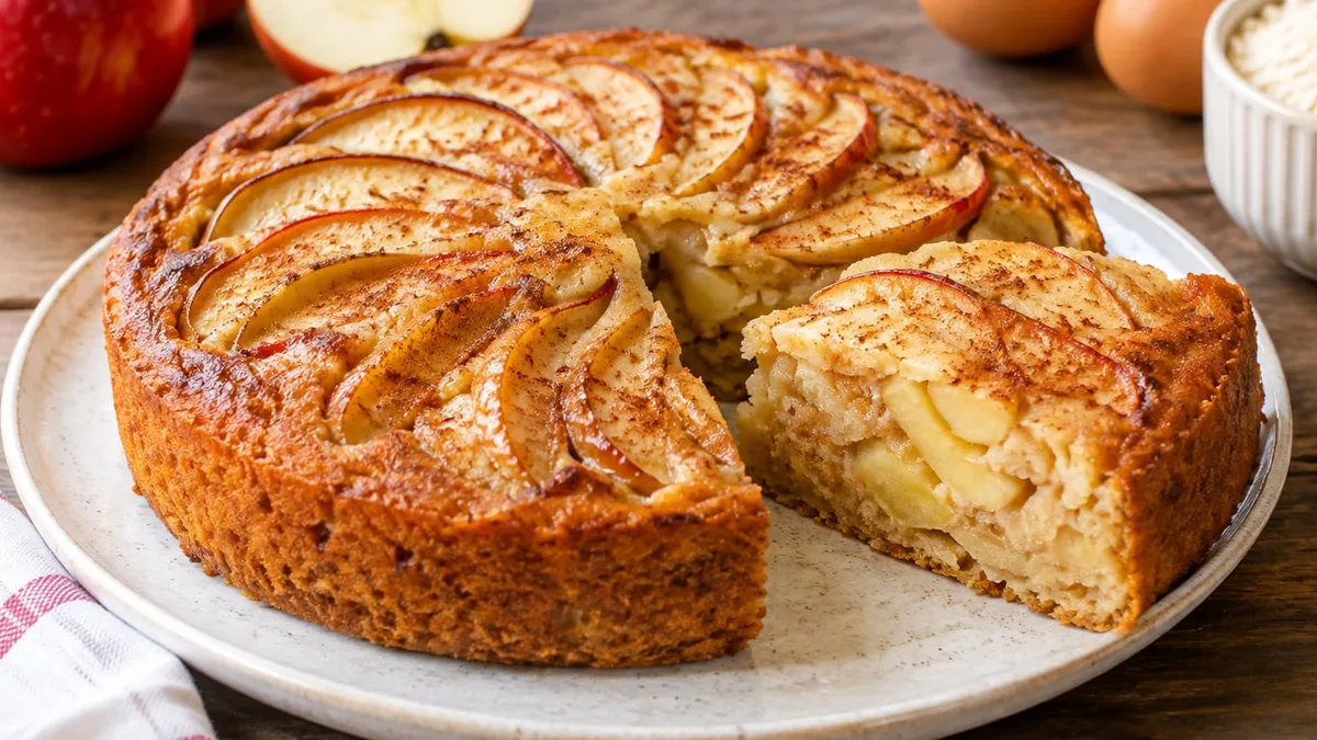 Torta de manzana húmeda con solo 3 ingredientes: sin harina, azúcar ni manteca y lista en 30 minutos