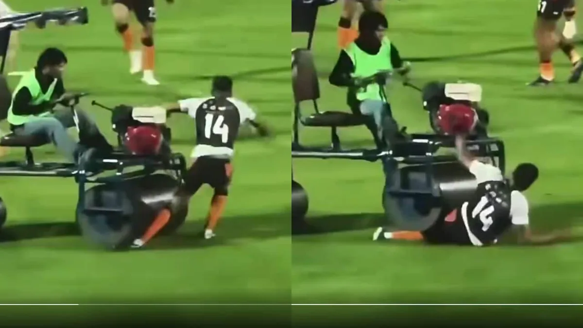 Ex-England Footballer Crushed By Pitch Roller During Warm-Up. Incident Caught On Camera