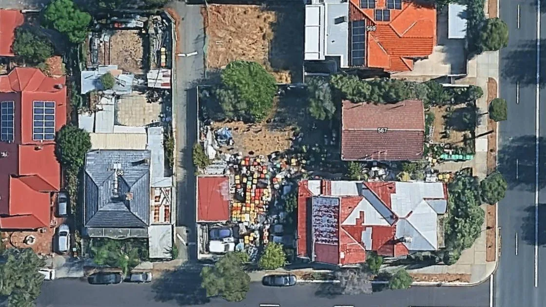 Bizarre wheelie bin mystery grips affluent Perth suburb Mount Lawley, as enormous collection seen from space