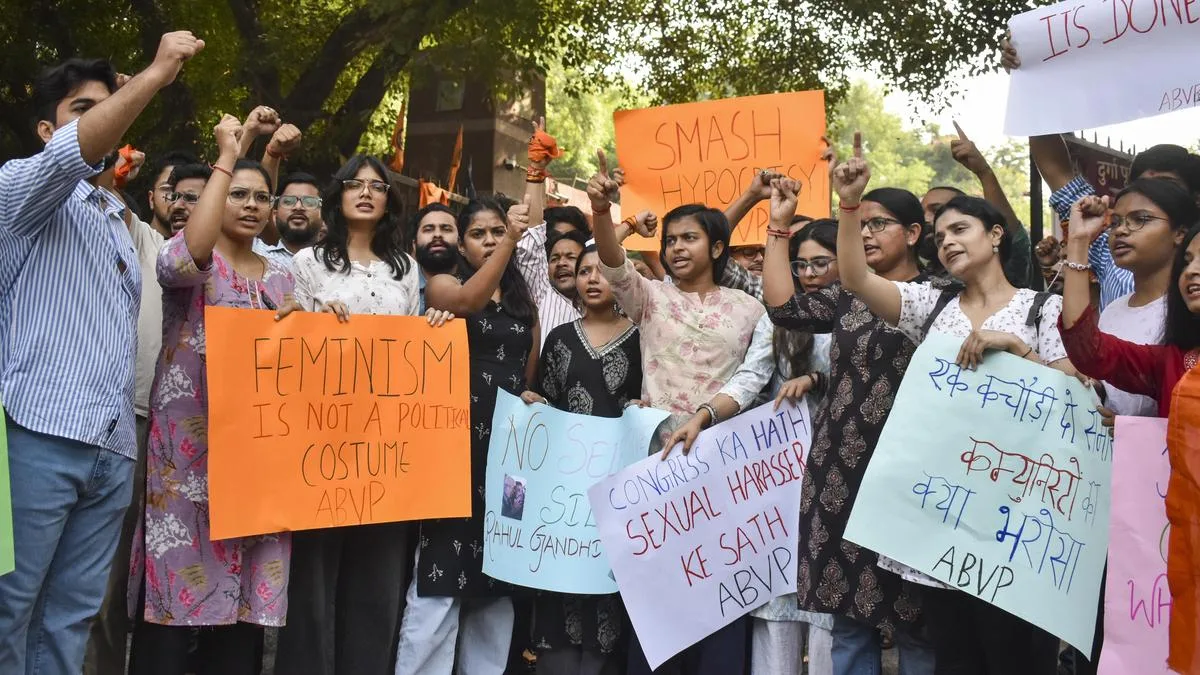 ABVP holds protest at JNU against professor accused of sexual misconduct