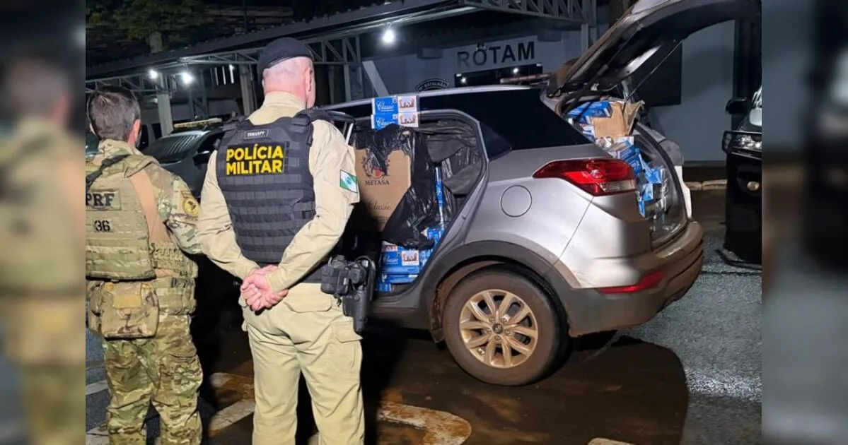 Carga de 15 mil maços de cigarros é apreendida no Paraná após motorista escapar a pé por lavoura
