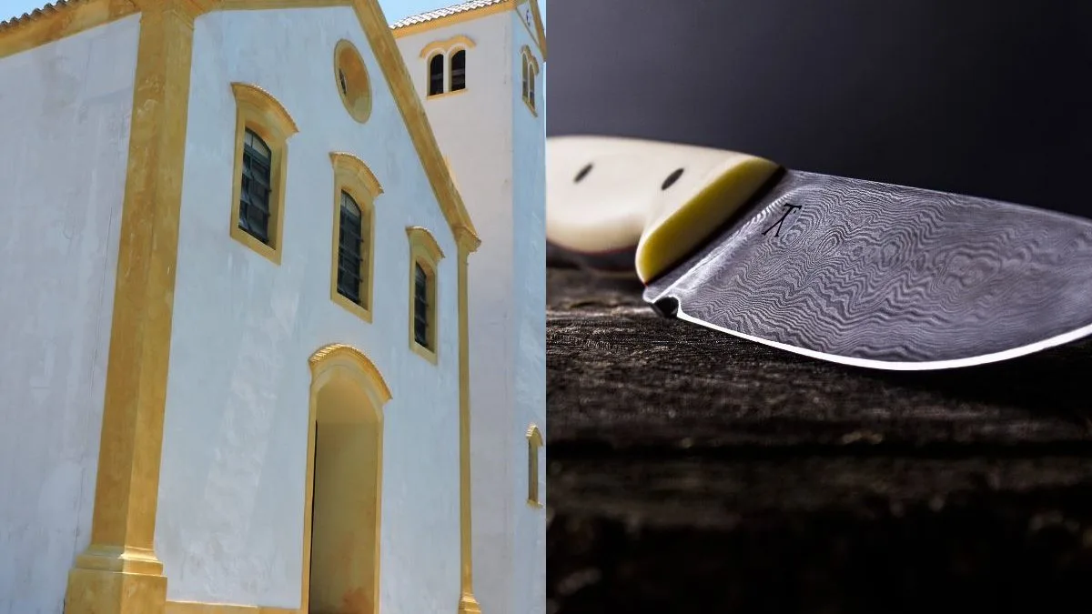 Homem é encontrado morto com perfuração no peito e suspeito acaba preso com faca em frente a igreja em SC