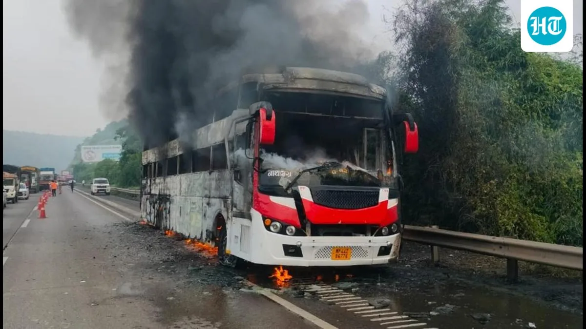 In second bus fire in 12 hours, driver evacuates 14 passengers near Mumbai
