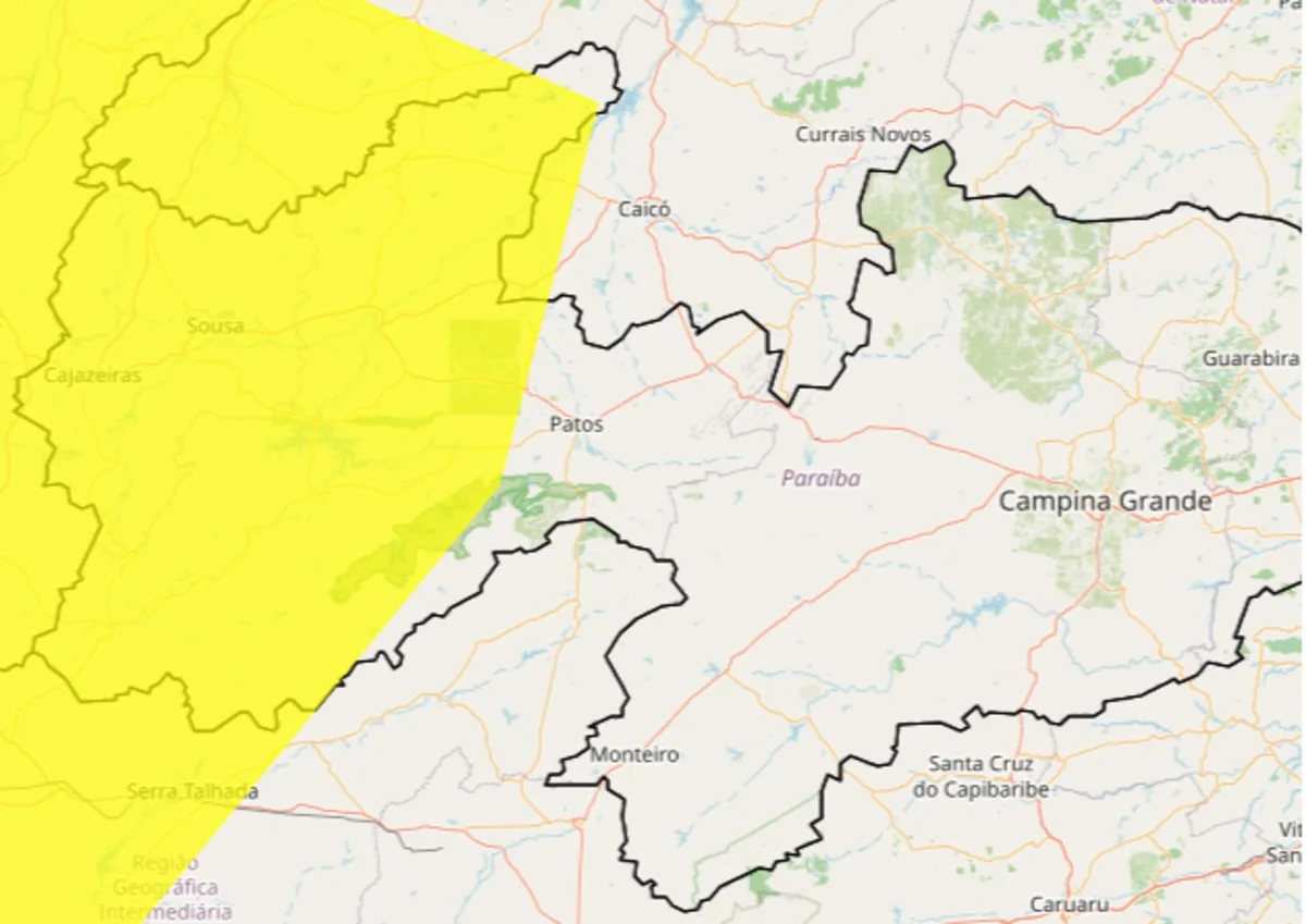 Inmet renova alerta amarelo de baixa umidade do ar para mais de 70 cidades do Sertão da PB