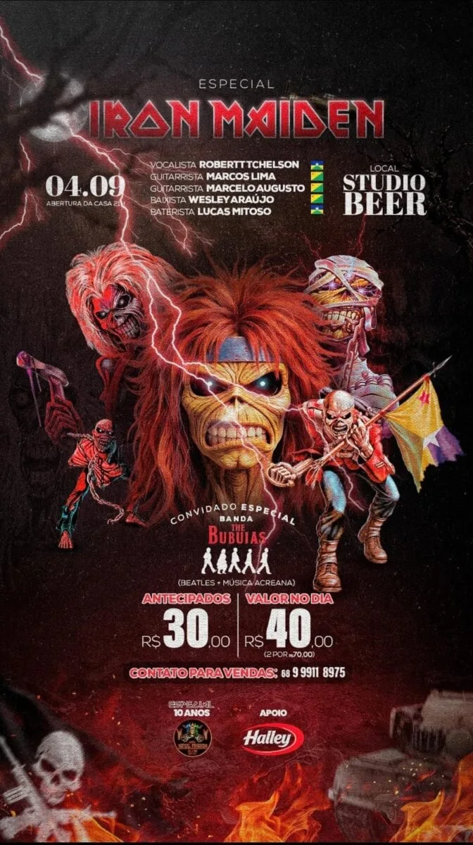 Tributo ao Iron Maiden celebra dez anos do Metal Friends em Rio Branco