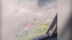 Aerial footage shows flooding on Nepal-Tibet border