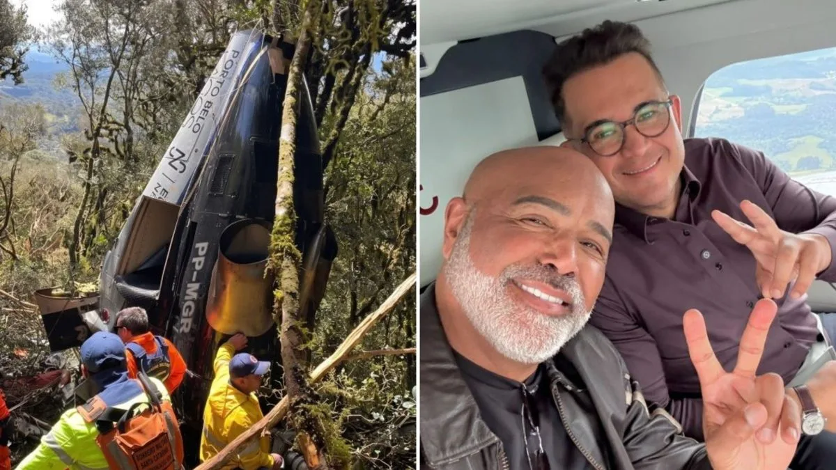 Três vítimas foram encontradas para fora de helicóptero que caiu com o cantor Rick Sollo na Serra de SC