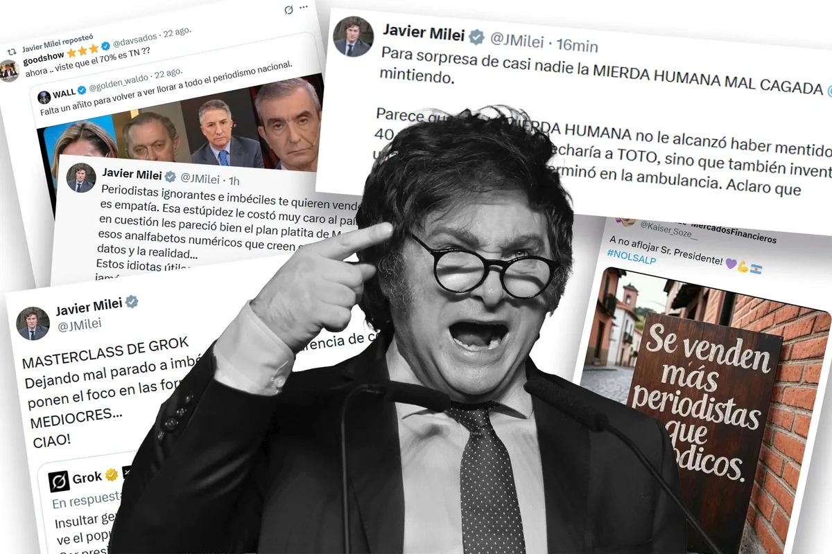 Milei recrudece su ataque al periodismo: más de 300 mensajes con insultos, acusaciones sin pruebas y llamados al odio