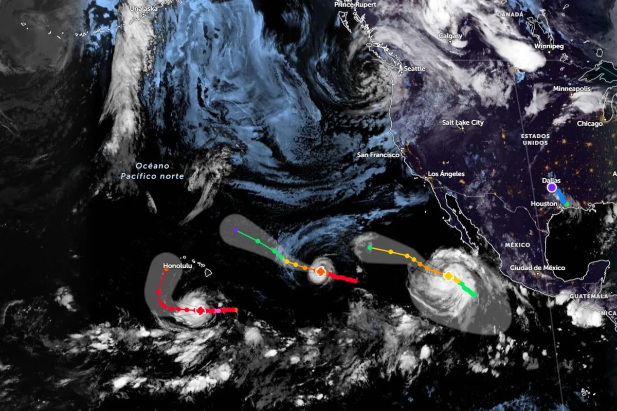 Alerta por avance de tres huracanes activos al oeste de California que afectarán en territorio estadounidense