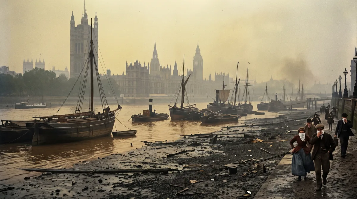 Cheiro do rio Tâmisa ficou tão insuportável no verão de 1858 que cortinas do Parlamento britânico foram encharcadas com produto químico, e a crise finalmente abriu caminho para o grande sistema de esgoto de Londres